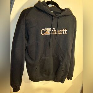 Women’s Black Highland Cow Carharrt Print Basic Hoodie